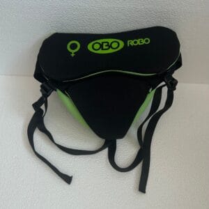 OBO ROBO Ladies Groin Protector Large black green field hockey goalkeeper pelvic guard Used Acceptable condition - Front