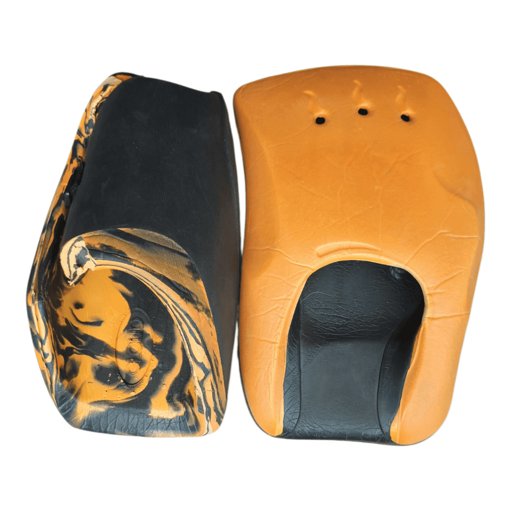 OBO Cloud Field Hockey Goalkeeper Gloves Large in black and orange used good condition