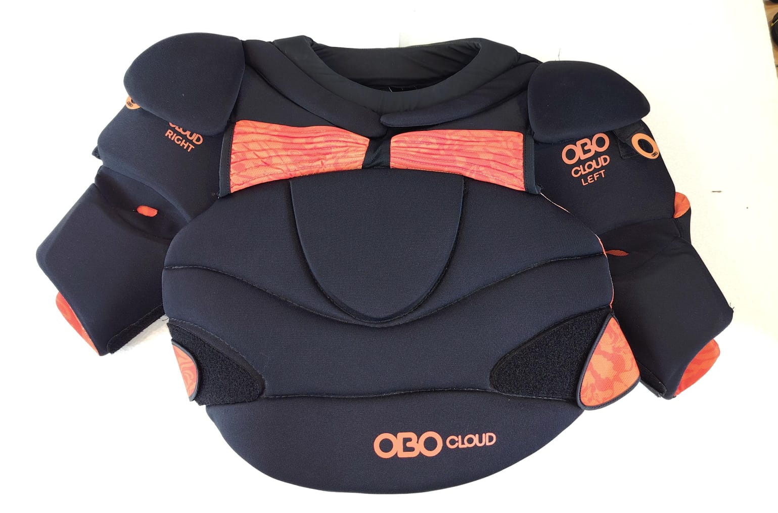 OBO Cloud 9 Body Armour Large black orange field hockey goalkeeper chest and arm protector