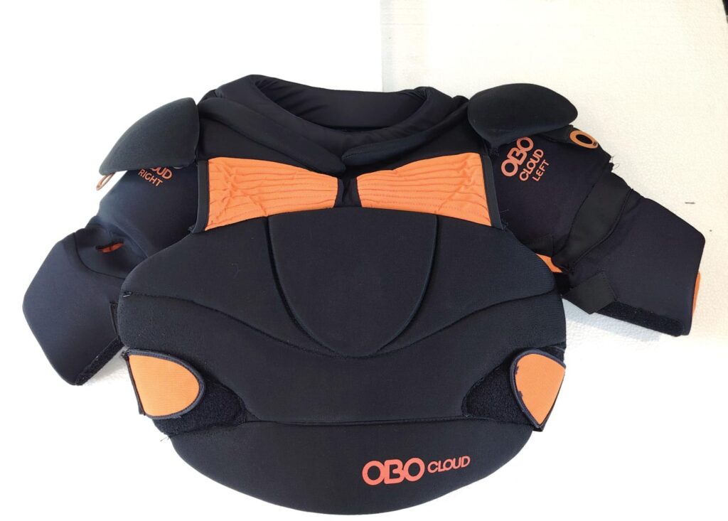 OBO Cloud 9 Body Armour Large black orange field hockey goalkeeper chest and arm protection