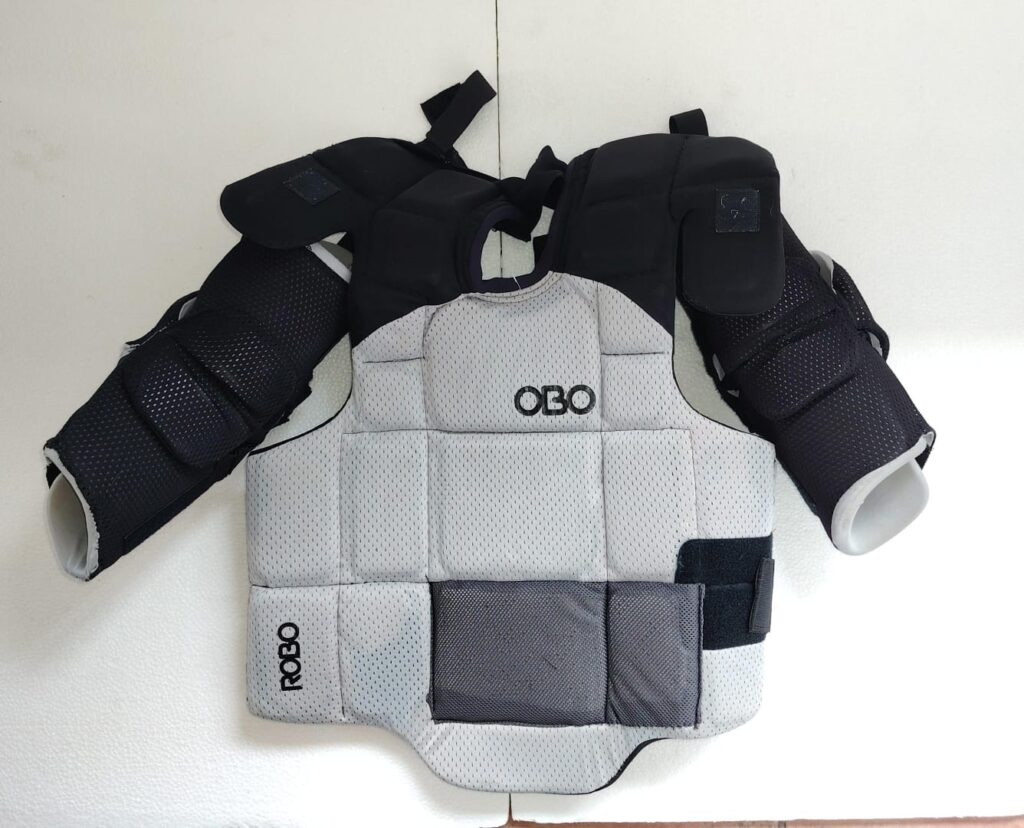 OBO ROBO Body Armour Large grey white black refurbished field hockey goalkeeper protection