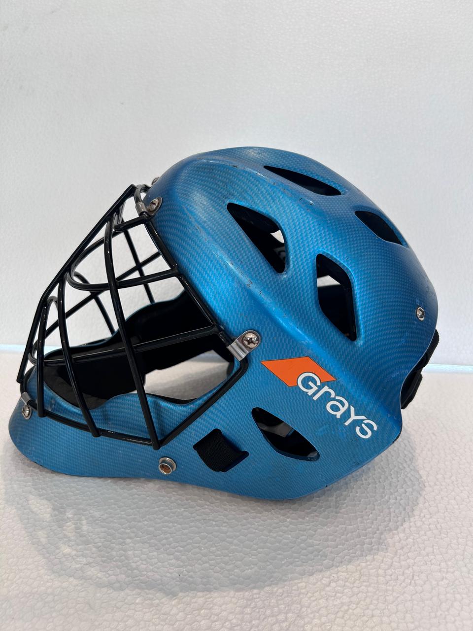 Grays field hockey goalkeeper helmet Large blue with black grill