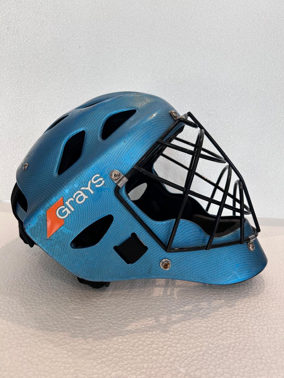 Grays field hockey goalkeeper helmet Large blue with black grill