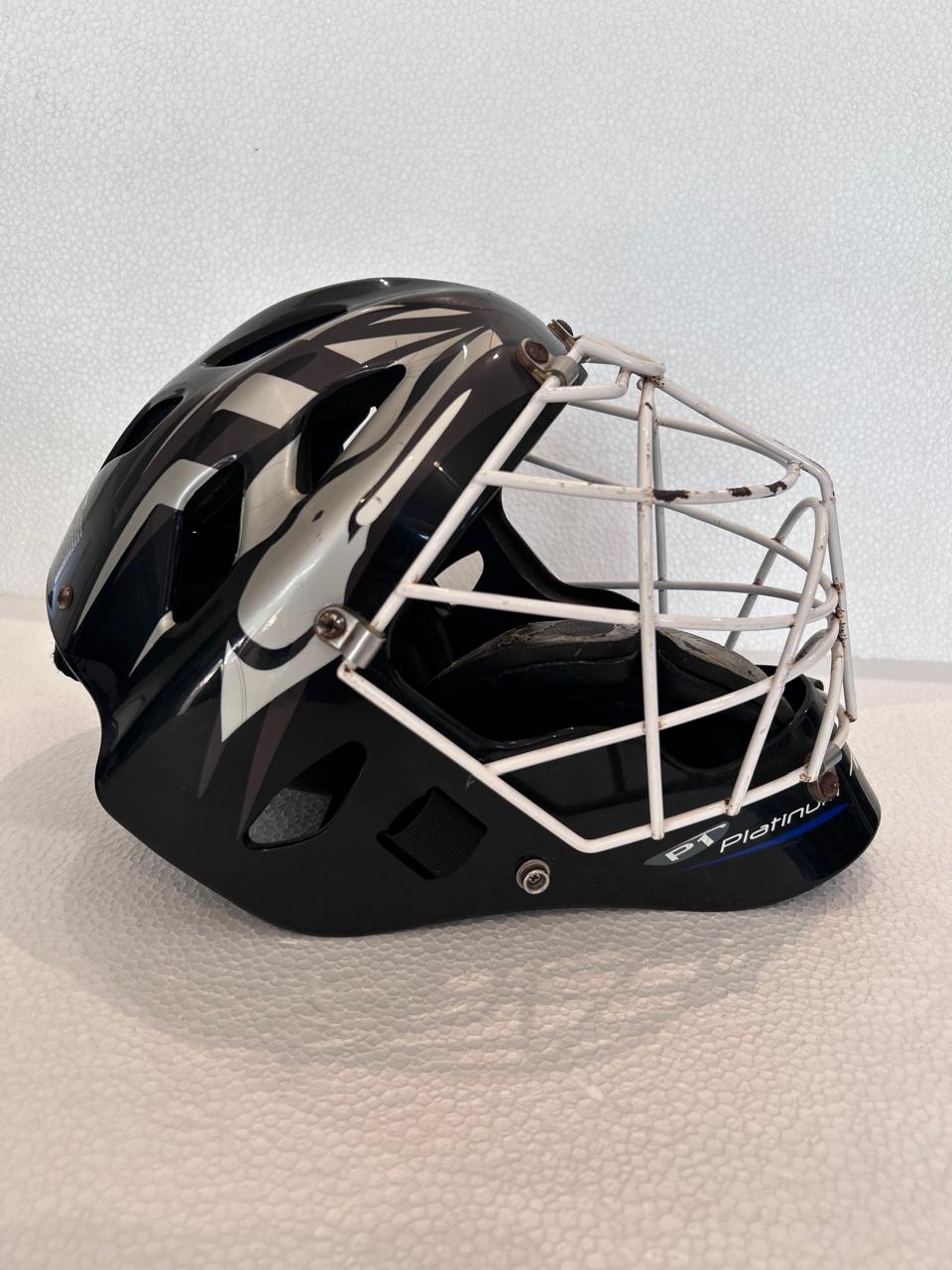 TK P1 Platinum Field Hockey Goalkeeper Helmet Large black white with metal face cage