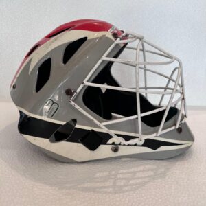 TK P3 Field Hockey Goalkeeper Helmet Large grey white red with white metal face cage