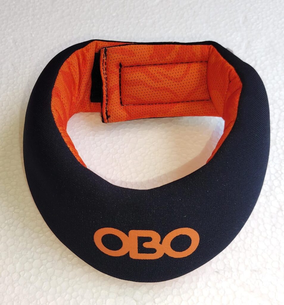 OBO Cloud Throat Guard black and orange field hockey goalkeeper neck protector